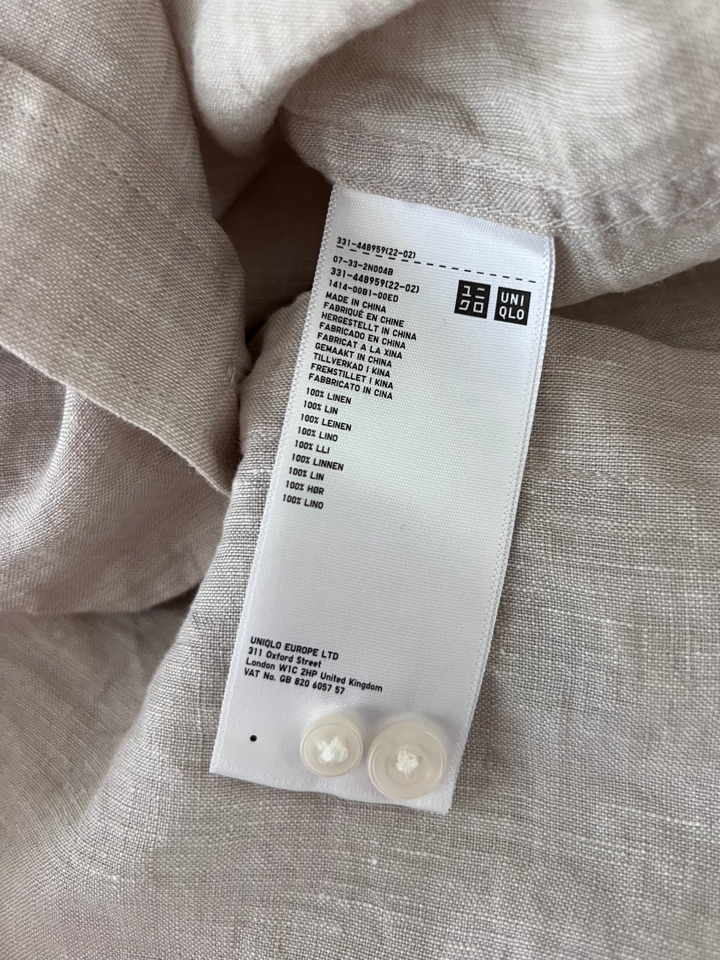 Uniqlo pellavapaita, beige, XS