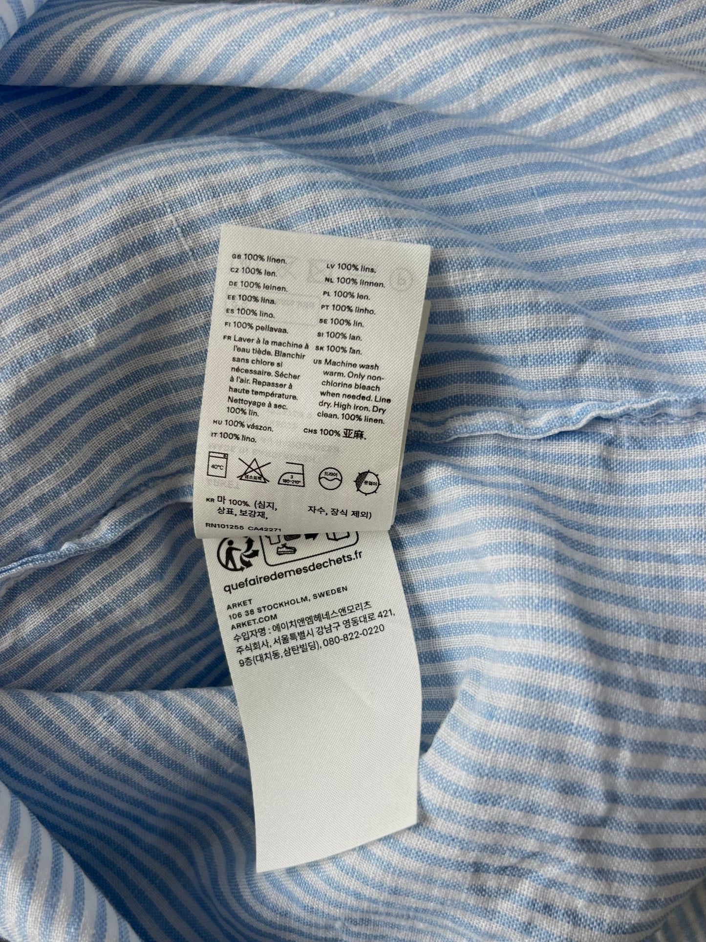 Preloved Arket pellavapaita, valkoinen - vaaleansininen, XS Siloa Secondhand – huollettu ja kuntotarkastettu