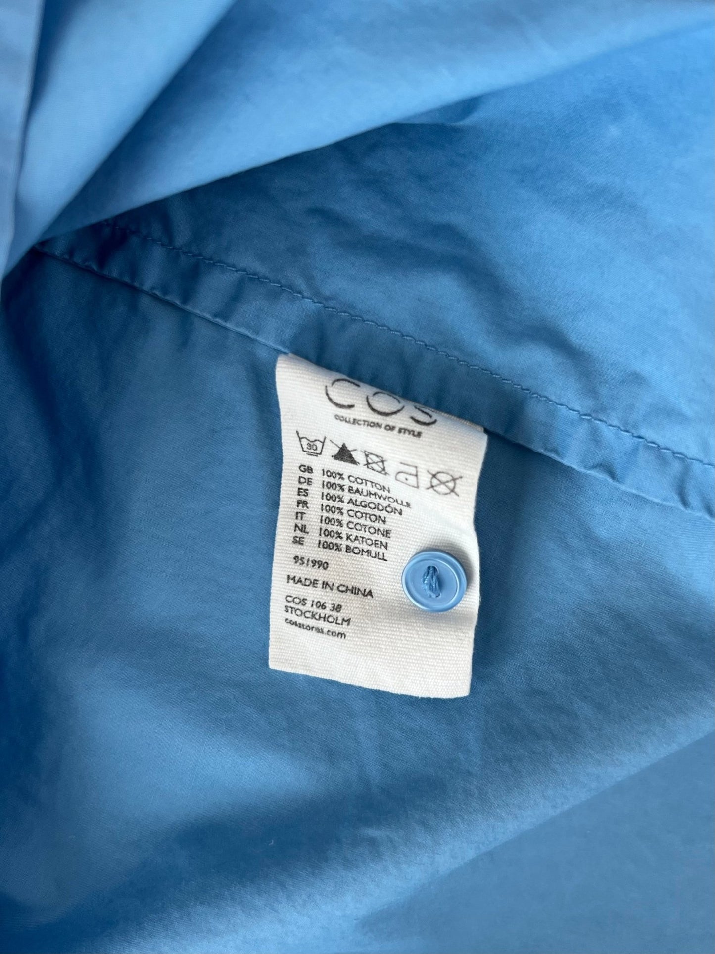 Preloved COS hihaton puuvillapaita, sininen, M Siloa Secondhand – huollettu ja kuntotarkastettu