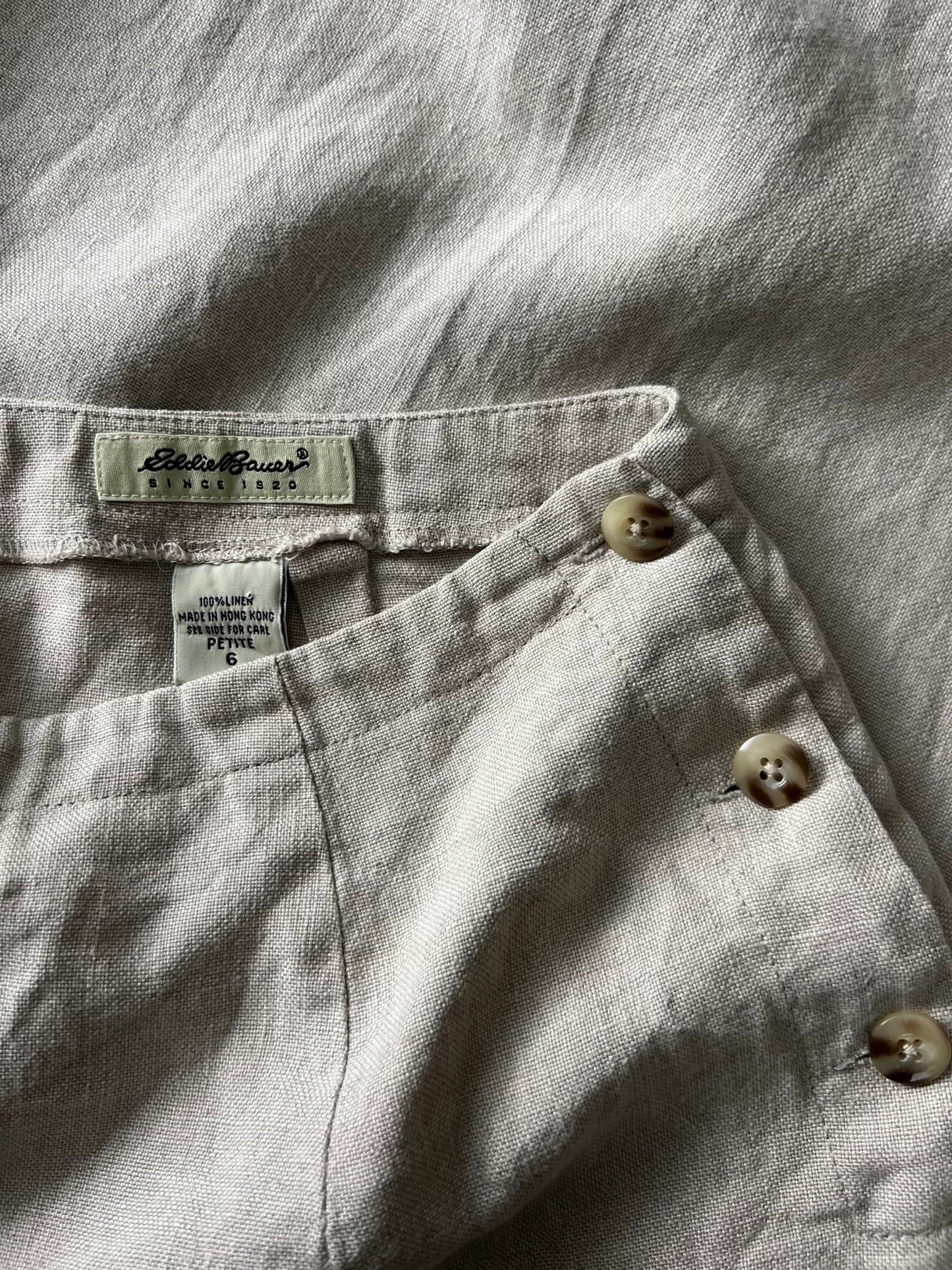 Preloved Eddie Bauer pellavahame, beige, S Siloa Secondhand – huollettu ja kuntotarkastettu