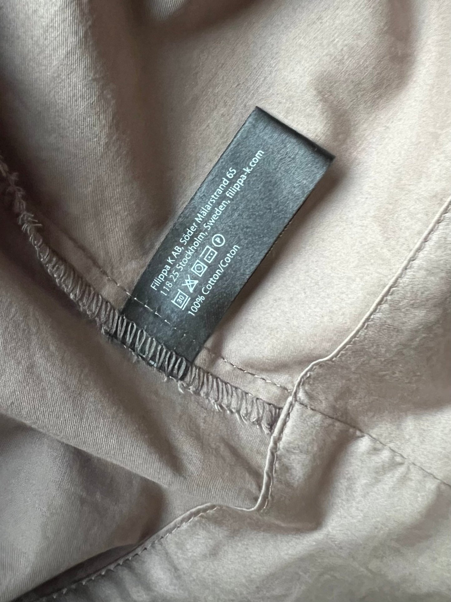 Preloved Filippa K, 100 % puuvillamekko, ruskea/harmaa, koko S Siloa Secondhand – huollettu ja kuntotarkastettu