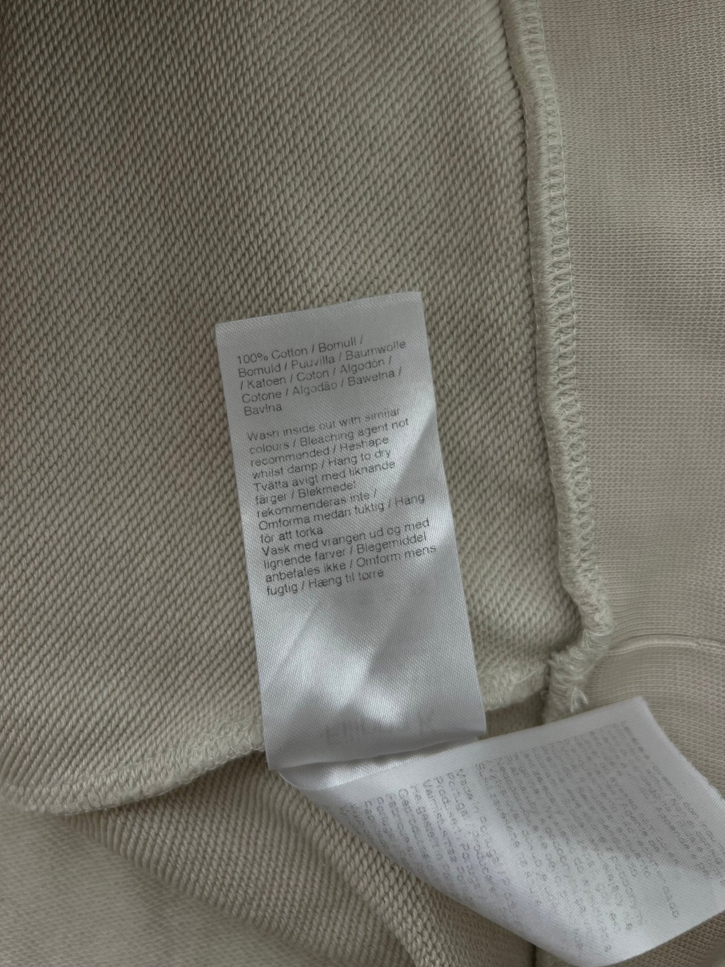 Preloved Filippa K puuvilla collegepusero, beige, S Siloa Secondhand – huollettu ja kuntotarkastettu