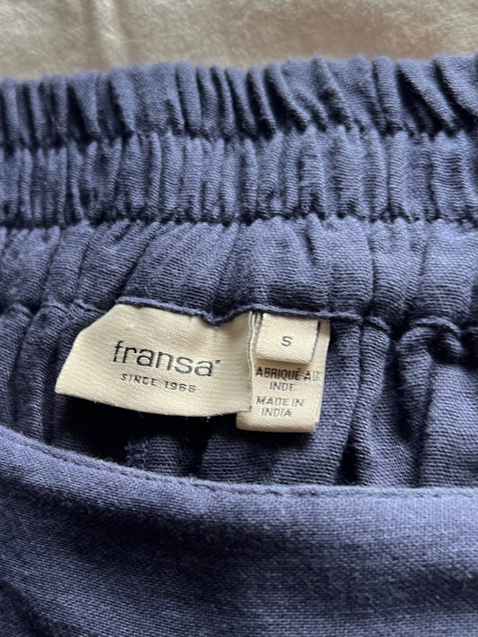 Preloved Fransa, 100 % puuvilla housut, tummansininen, koko S Siloa Secondhand – huollettu ja kuntotarkastettu