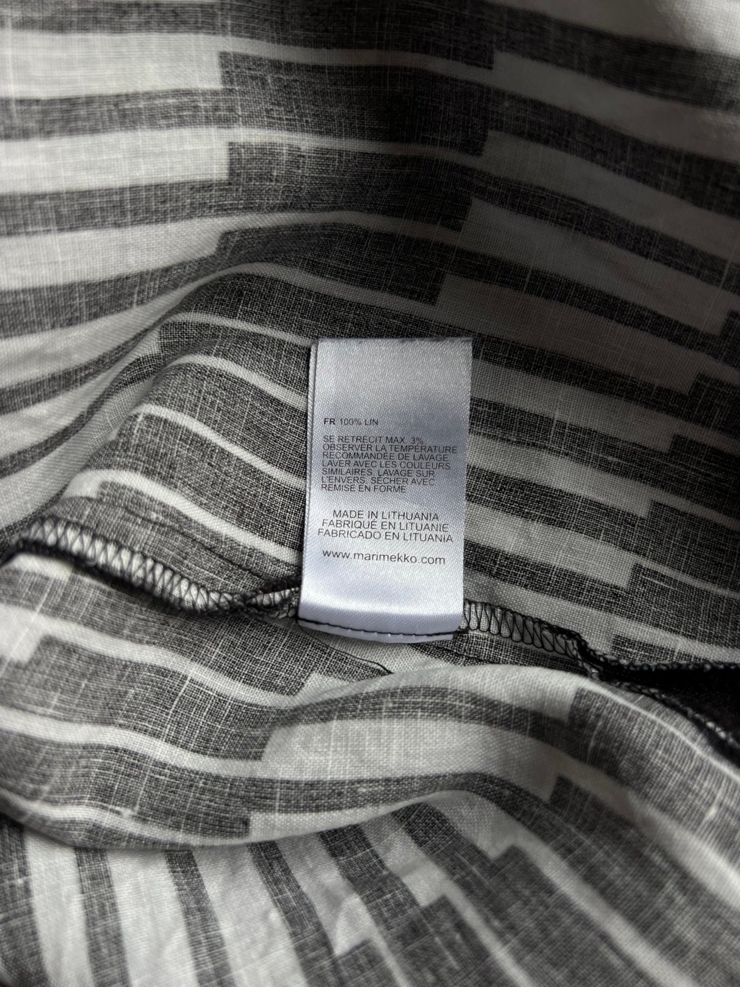 Preloved Marimekko pellavatunika, musta-valkoinen, M Siloa Secondhand – huollettu ja kuntotarkastettu