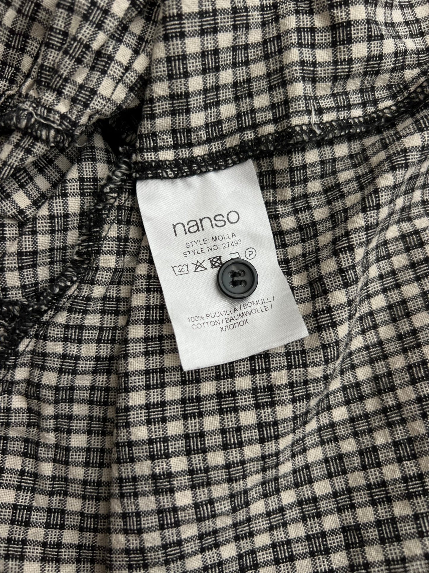 Preloved Nanso puuvillamekko musta/beige, L Siloa Secondhand – huollettu ja kuntotarkastettu