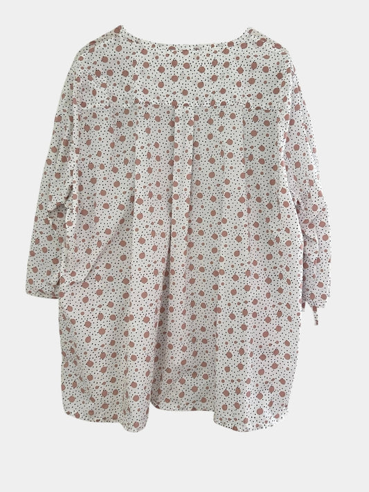 Preloved Ulla Popken puuvillapusero, valkoinen-vaaleanpunainen, XL Siloa Secondhand – huollettu ja kuntotarkastettu