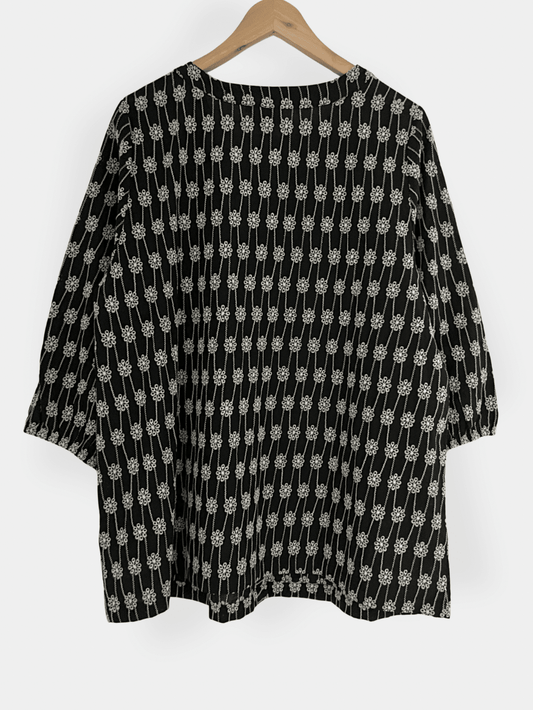 Preloved Zizzi puuvillapusero, musta/valkoinen, L Siloa Secondhand – huollettu ja kuntotarkastettu
