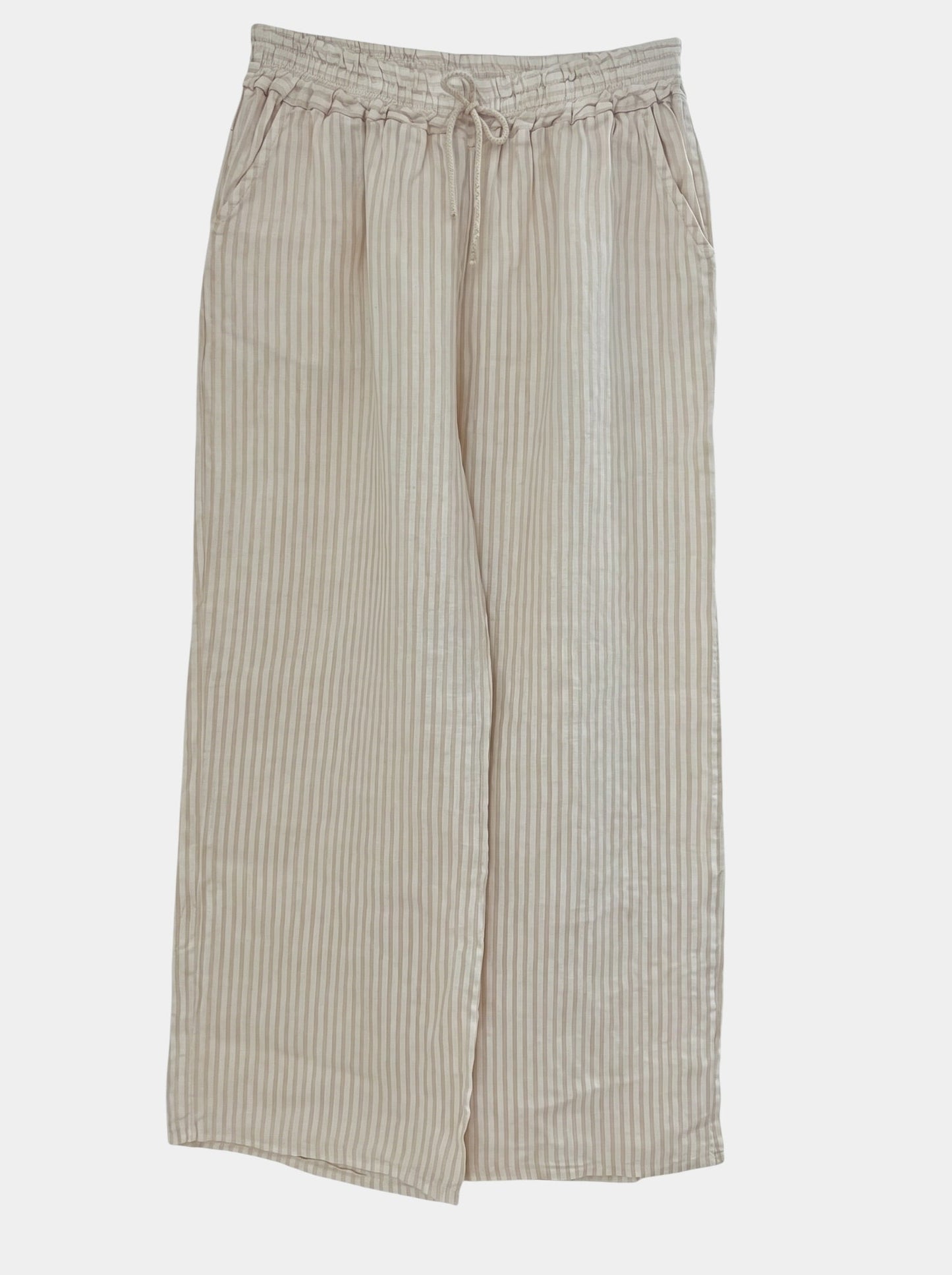 CL pellavahousut, valkoinen-beige raidallinen, M