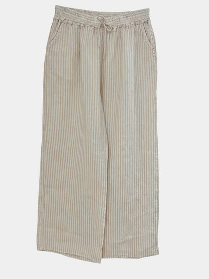 CL pellavahousut, valkoinen-beige raidallinen, M