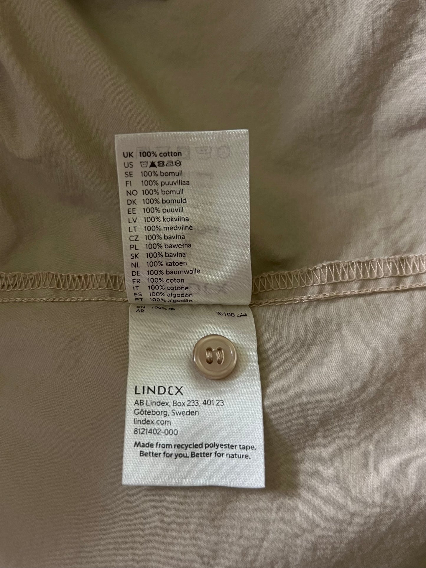Lindex puuvilla paitamekko, beige, M