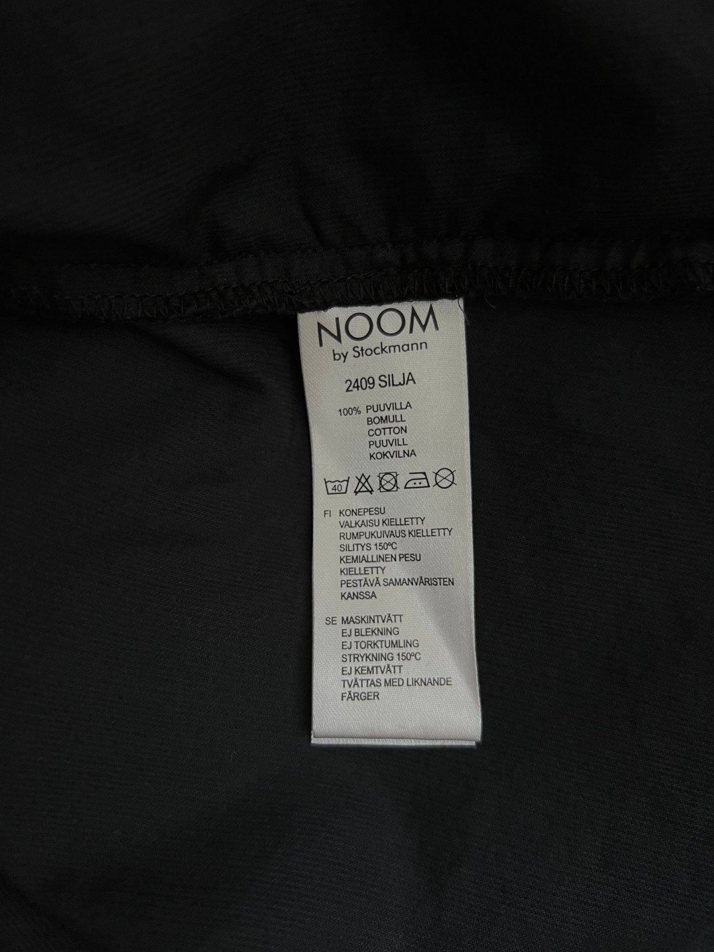 Noom puuvillapaita, musta, XS