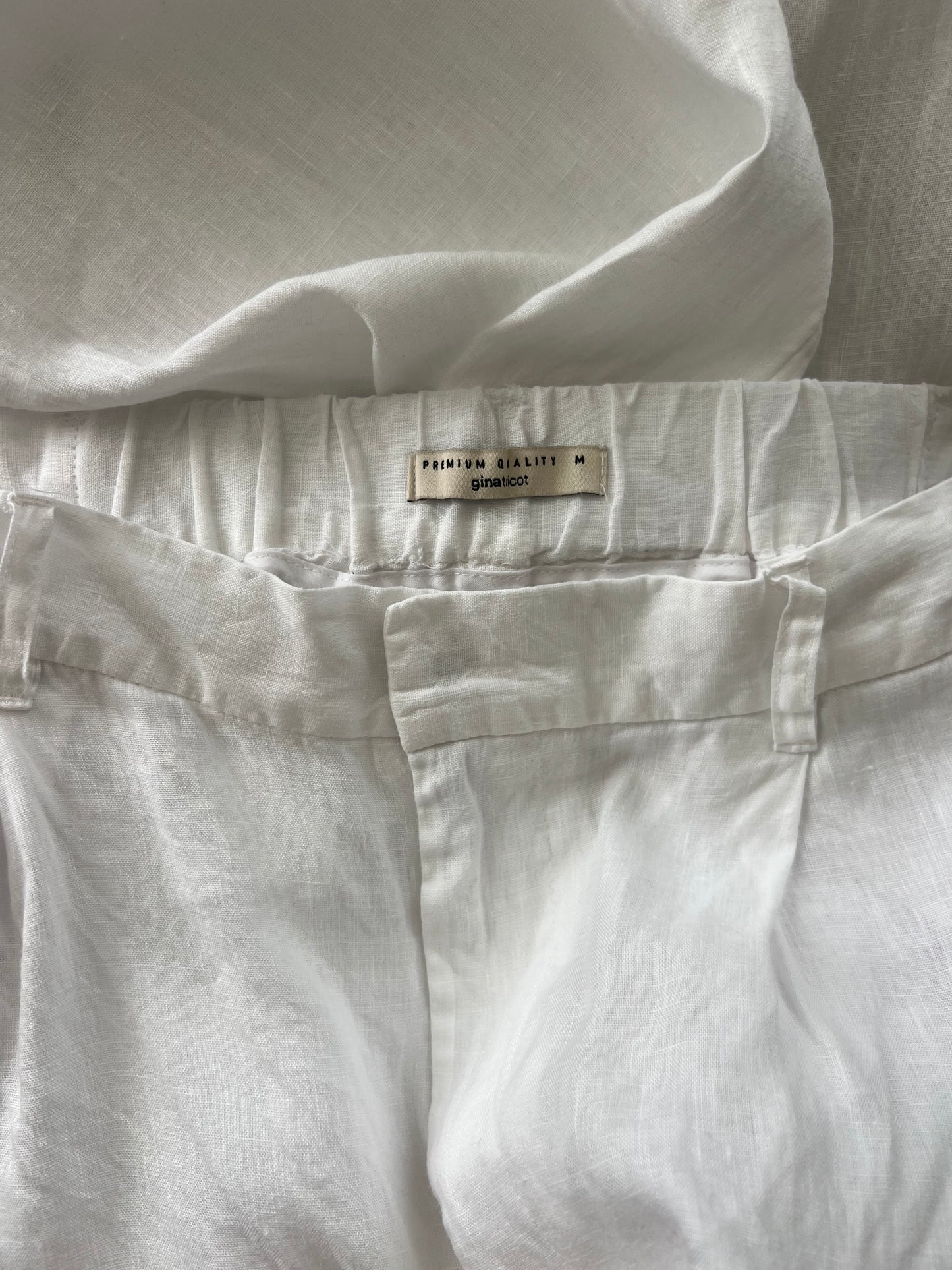 Gina Tricot Premium Quality pellavahousut, valkoinen, M
