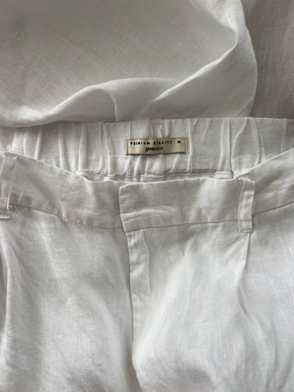 Gina Tricot Premium Quality pellavahousut, valkoinen, M