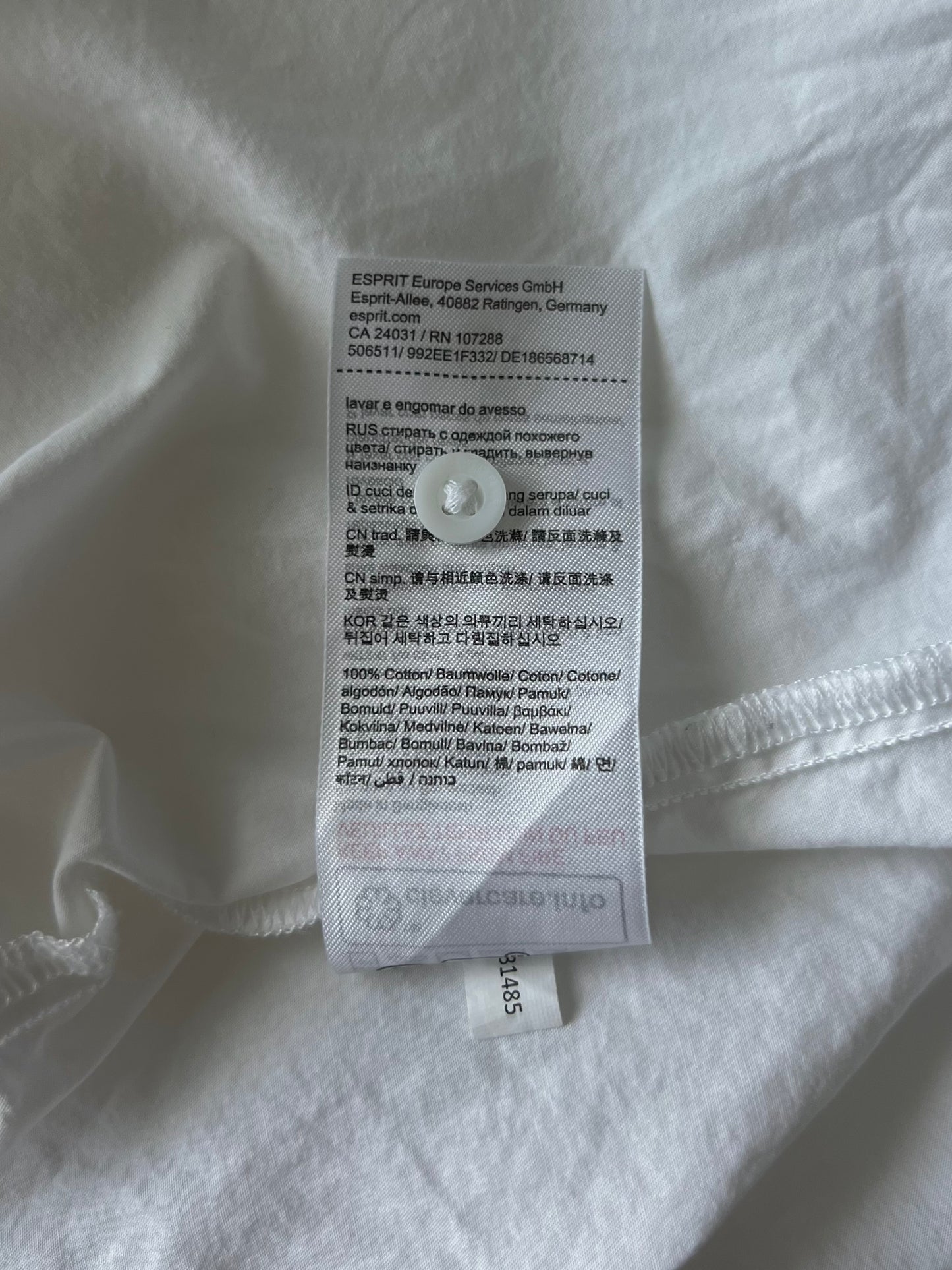 Esprit puuvillapaita, valkoinen, XXL