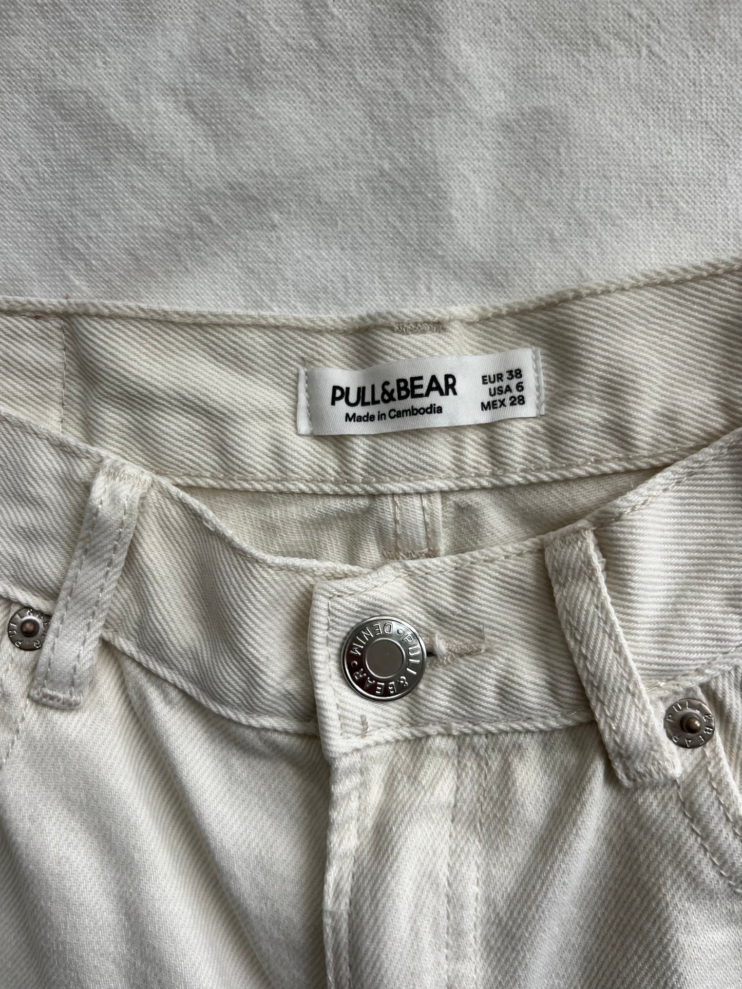 Pull & Bear puuvillafarkut, luonnonvalkoinen, S
