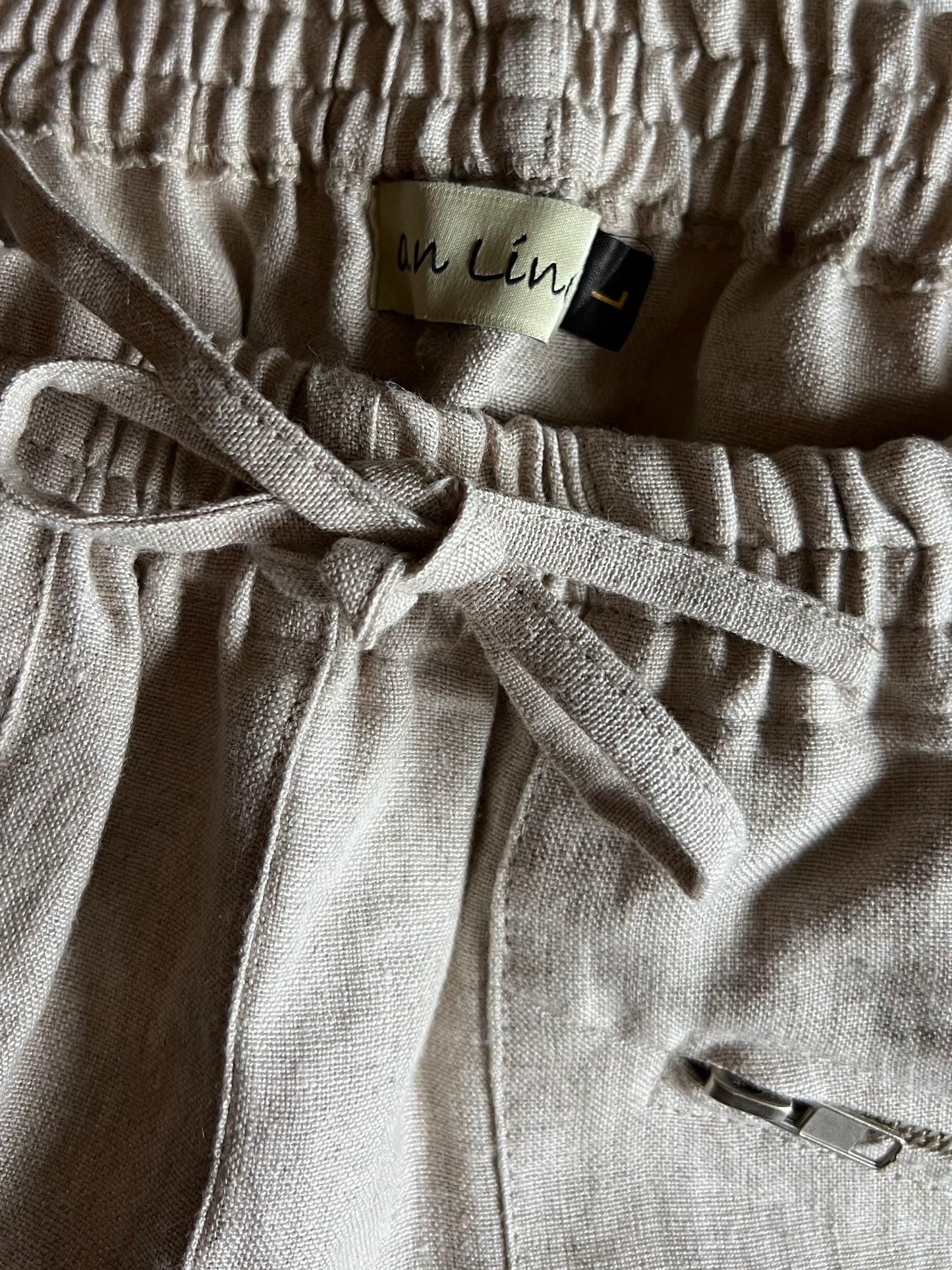 A.n Linen pellavahousut, beige, L