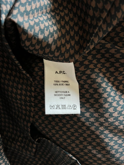 Preloved A.P.C. 100% silkki mekko, musta - ruskea, koko S Siloa Secondhand – huollettu ja kuntotarkastettu