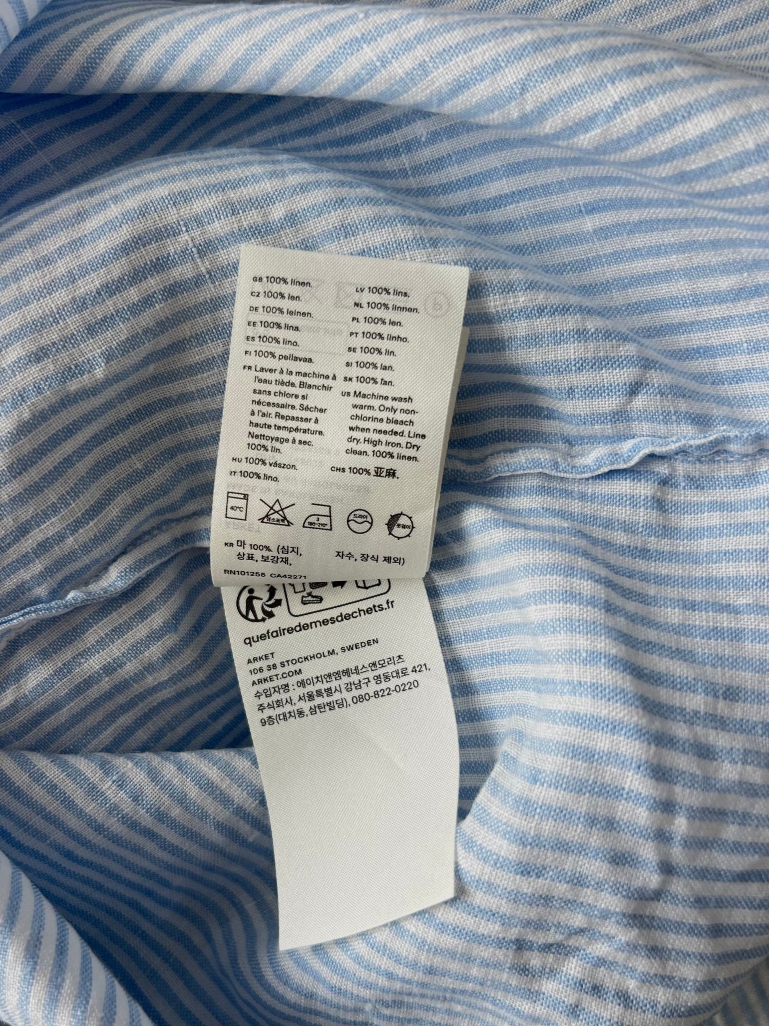 Preloved Arket pellavapaita, valkoinen - vaaleansininen, XS Siloa Secondhand – huollettu ja kuntotarkastettu