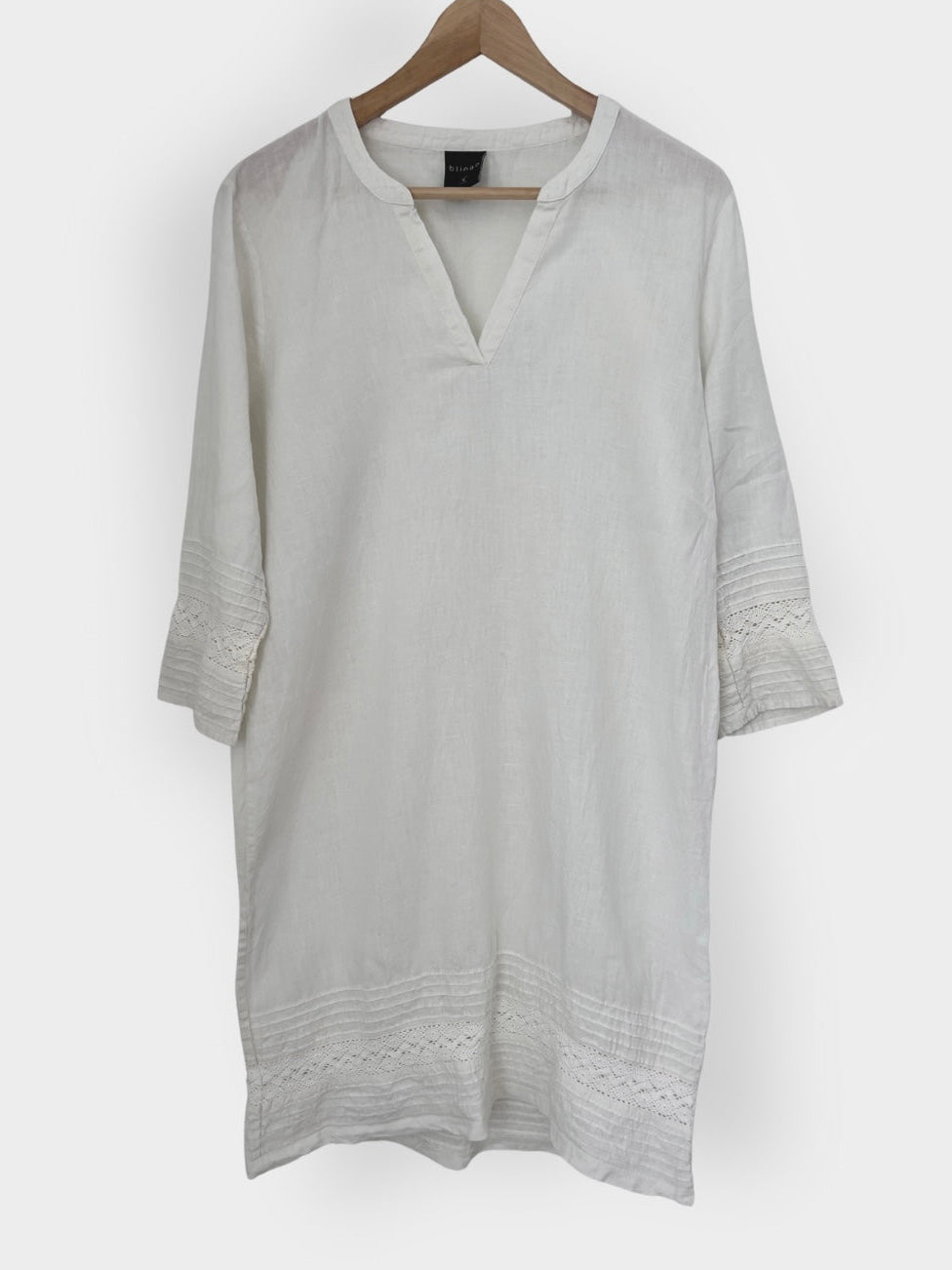 Preloved Blingo pellavamekko, luonnonvalkoinen, M Siloa Secondhand – huollettu ja kuntotarkastettu