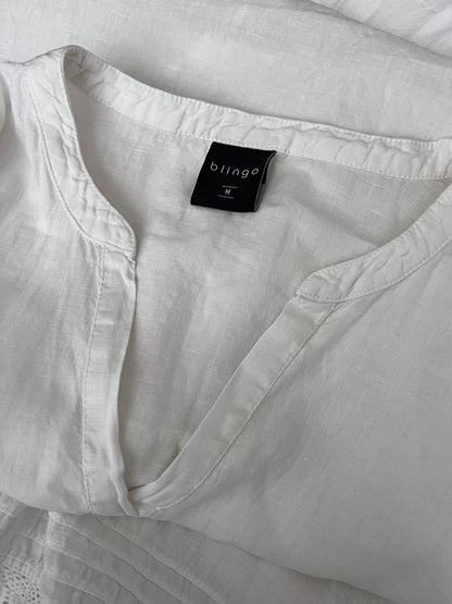 Preloved Blingo pellavamekko, luonnonvalkoinen, M Siloa Secondhand – huollettu ja kuntotarkastettu