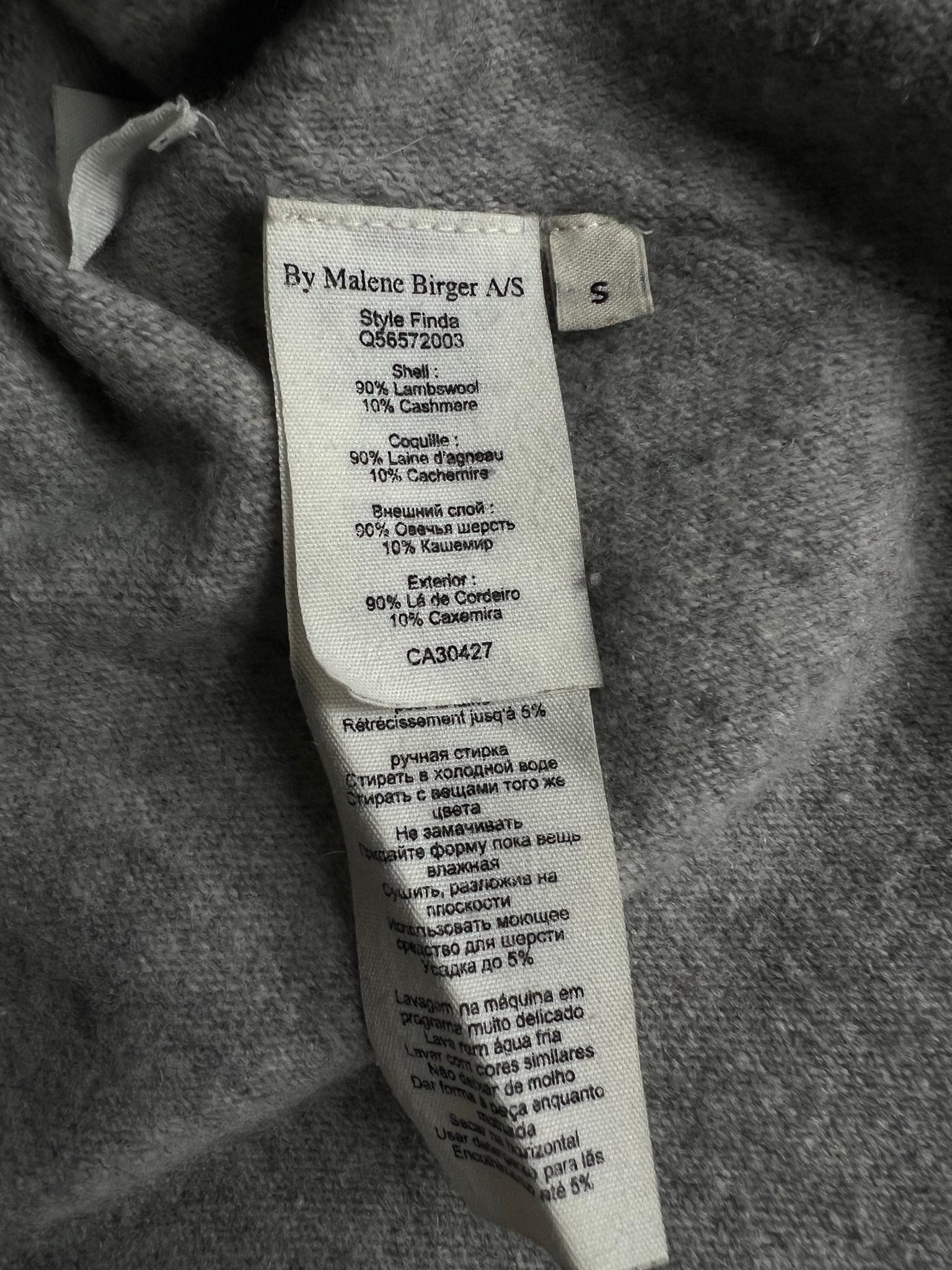 Preloved By Malene Birger villa-kashmir neule, vaaleanharmaa, S Siloa Secondhand – huollettu ja kuntotarkastettu