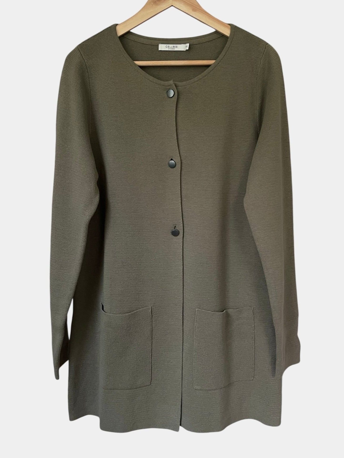 Preloved Cellbes puuvilla neuletakki, vihreä, M Siloa Secondhand – huollettu ja kuntotarkastettu