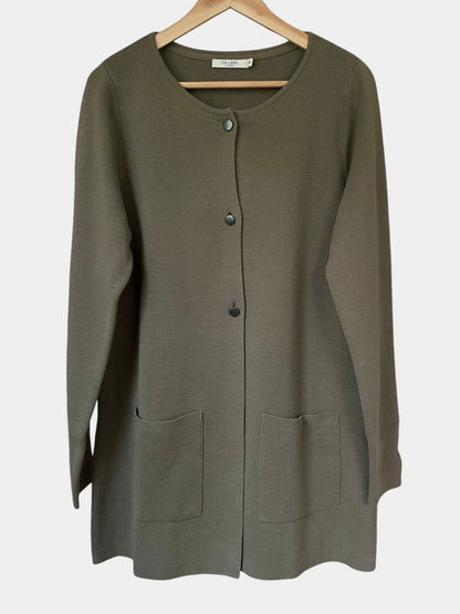 Preloved Cellbes puuvilla neuletakki, vihreä, M Siloa Secondhand – huollettu ja kuntotarkastettu