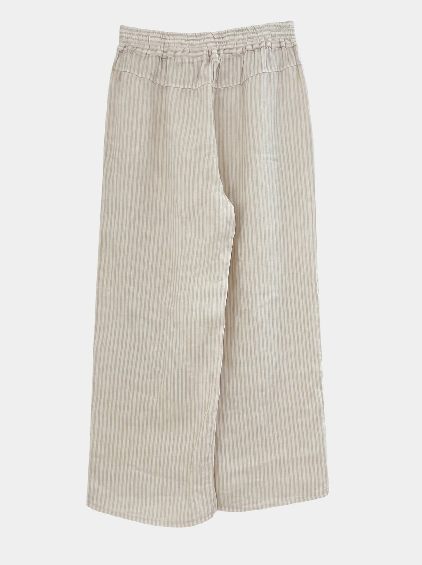 Preloved CL pellavahousut, valkoinen - beige raidallinen, M Siloa Secondhand – huollettu ja kuntotarkastettu