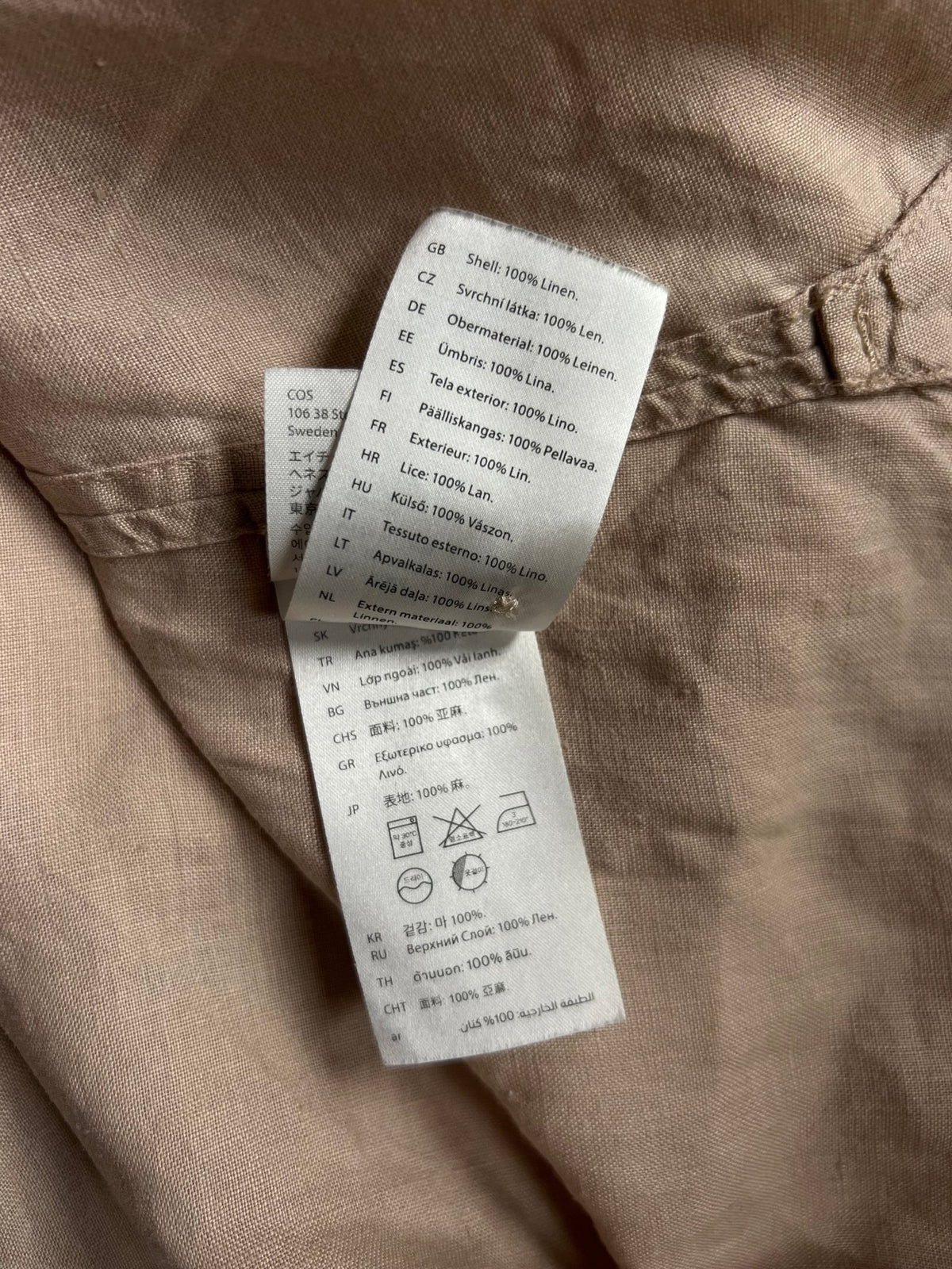 Preloved COS beige paitamekko 100 % pellavaa - XL Siloa Secondhand – huollettu ja kuntotarkastettu