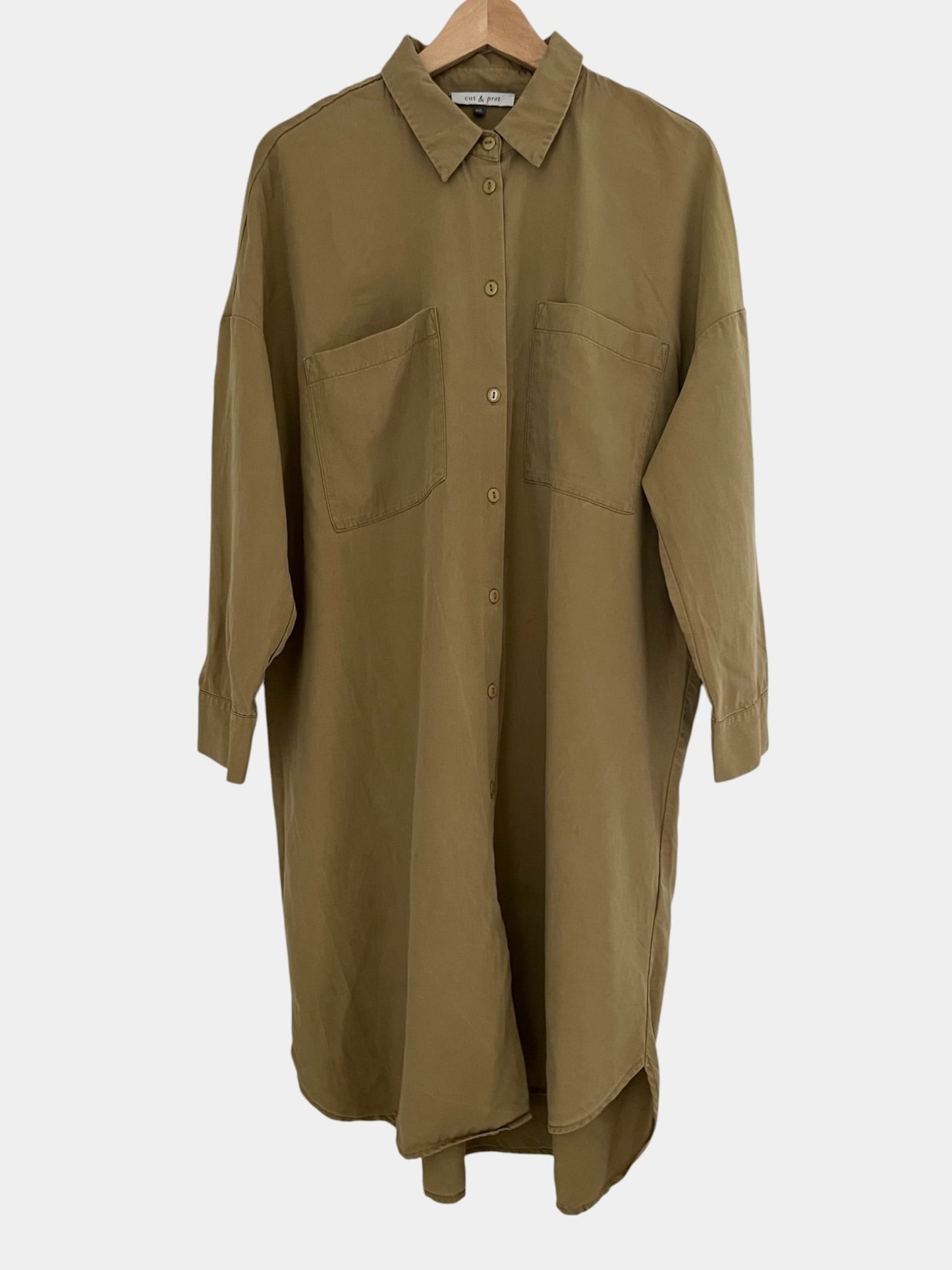Preloved Cut&Pret lyocell mekko, oliivinvihreä, L Siloa Secondhand – huollettu ja kuntotarkastettu