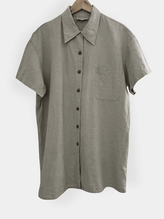 Preloved Divino pellava-puuvilla mekko, beige, S Siloa Secondhand – huollettu ja kuntotarkastettu
