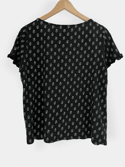 Preloved Ellos puuvillapusero, musta/valkoinen, M Siloa Secondhand – huollettu ja kuntotarkastettu
