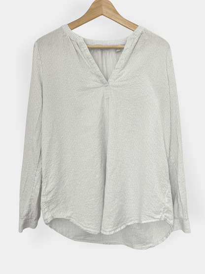 Preloved Esprit puuvillapusero, valkoinen/lila, L Siloa Secondhand – huollettu ja kuntotarkastettu