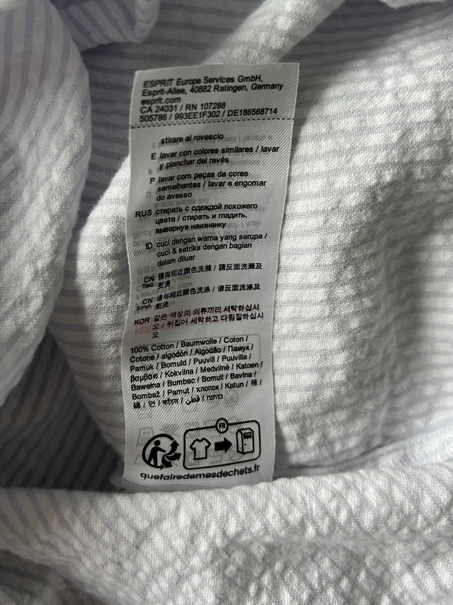 Preloved Esprit puuvillapusero, valkoinen/lila, L Siloa Secondhand – huollettu ja kuntotarkastettu