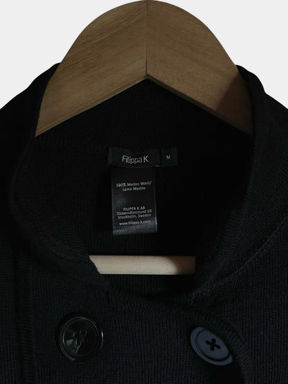 Preloved Filippa K neuletakki 100% merinovillaa, musta, M Siloa Secondhand – huollettu ja kuntotarkastettu