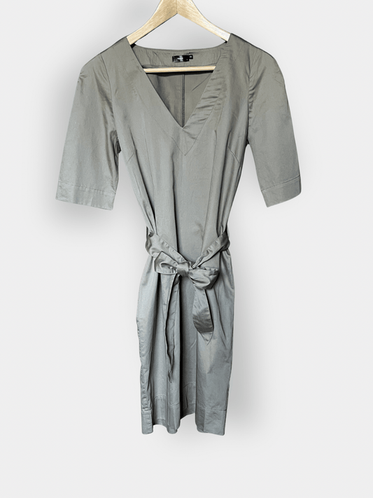 Preloved Filippa K puuvillamekko, ruskea/harmaa, koko S Siloa Secondhand – huollettu ja kuntotarkastettu
