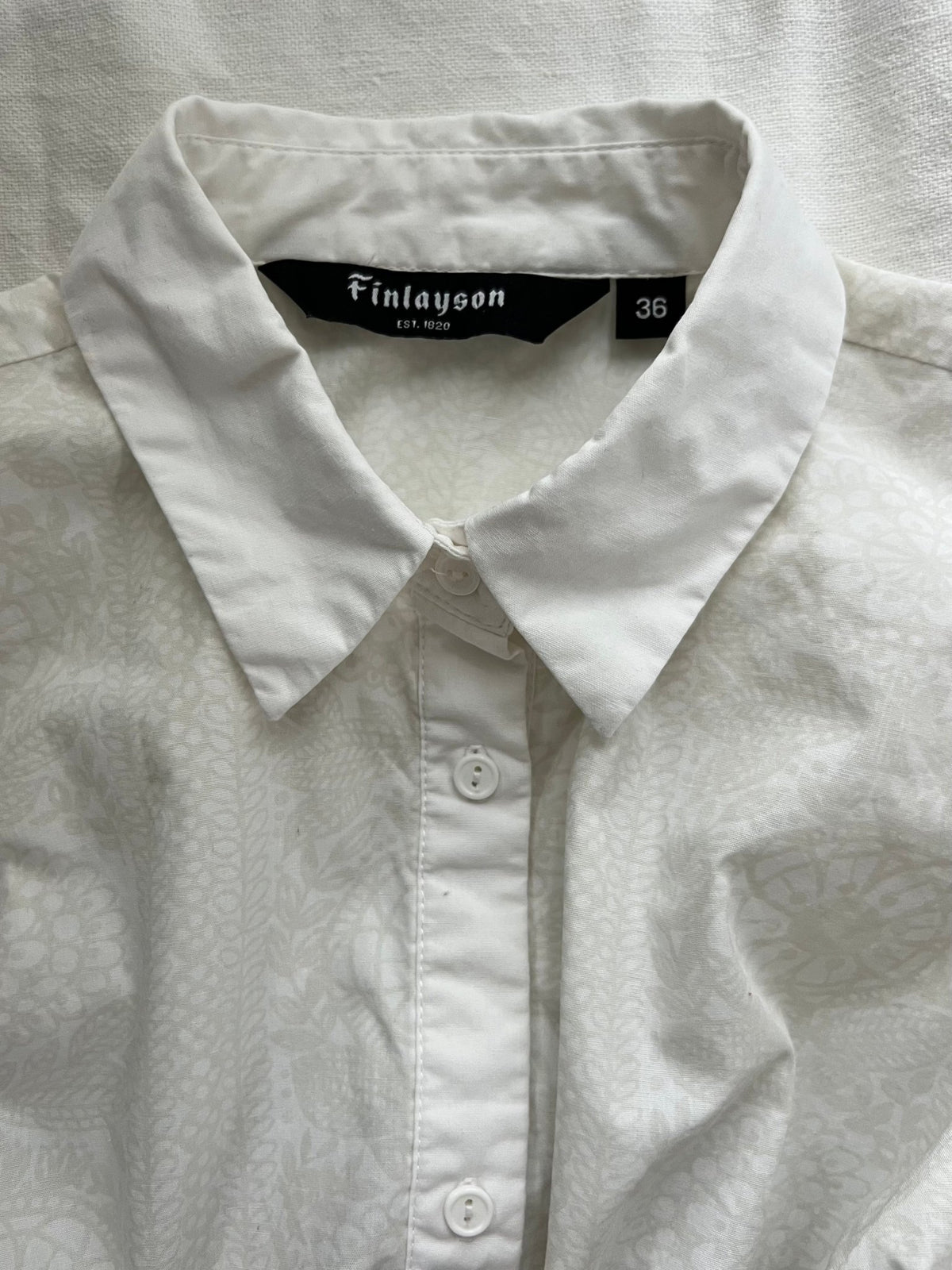 Preloved Finlayson puuvillapaita, luonnonvalkoinen, S Siloa Secondhand – huollettu ja kuntotarkastettu