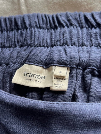 Preloved Fransa, 100 % puuvilla housut, tummansininen, koko S Siloa Secondhand – huollettu ja kuntotarkastettu