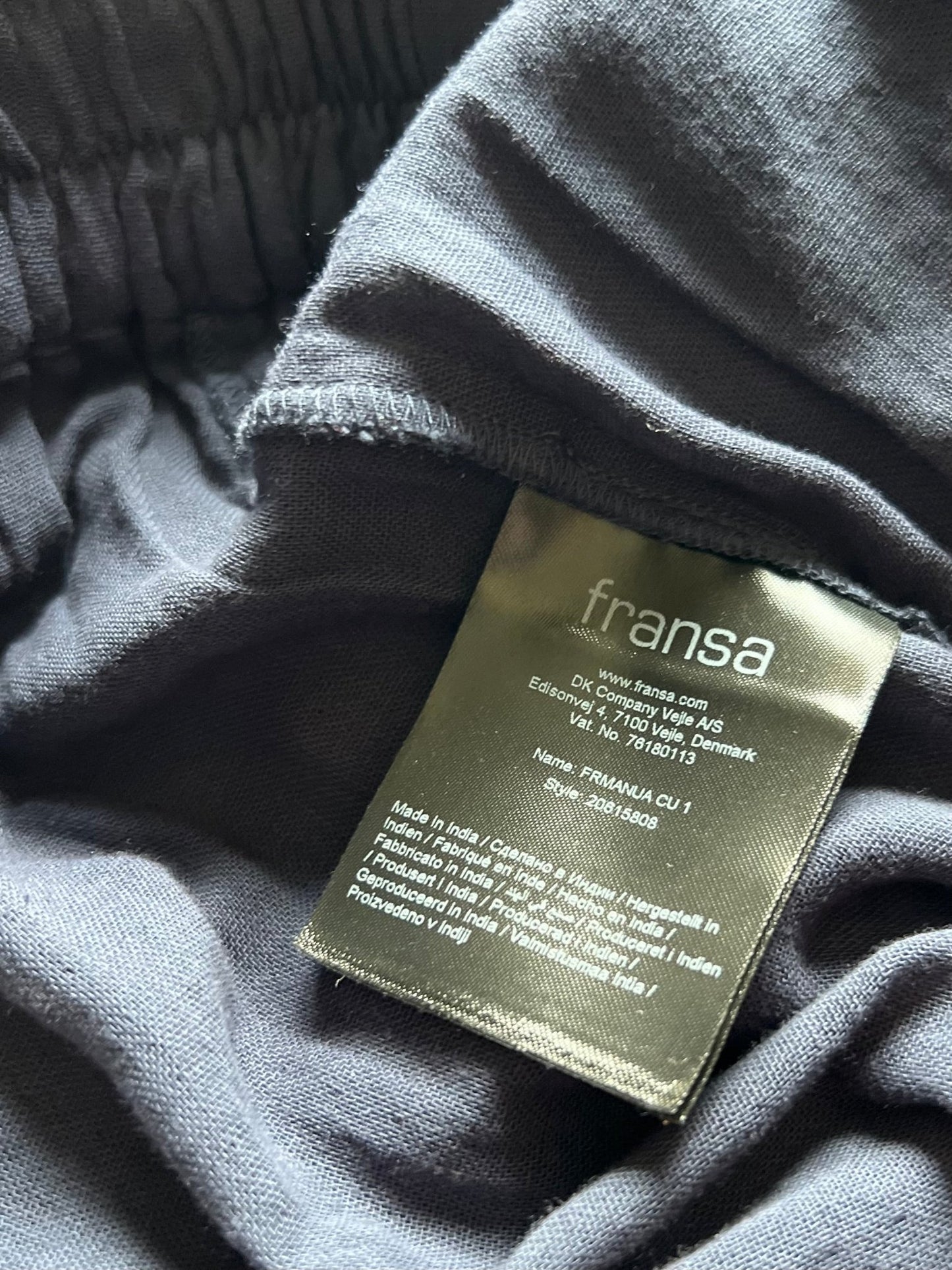 Preloved Fransa, 100 % puuvilla housut, tummansininen, koko S Siloa Secondhand – huollettu ja kuntotarkastettu