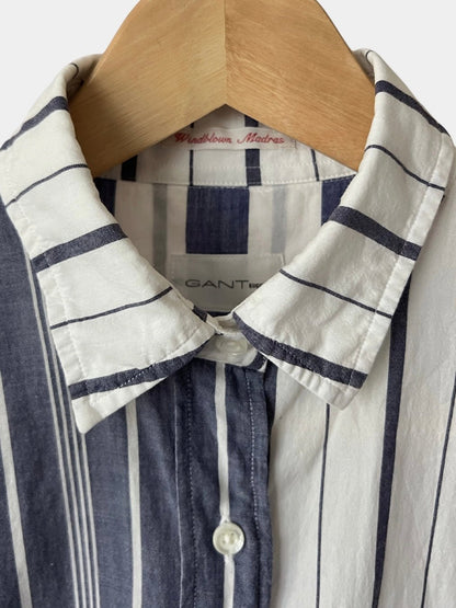 Preloved Gant puuvillapaita, valkoinen/sininen, S Siloa Secondhand – huollettu ja kuntotarkastettu
