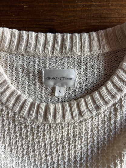 Preloved Gant Rugger-puuvillaneule, luonnonvalkoinen, S Siloa Secondhand – huollettu ja kuntotarkastettu