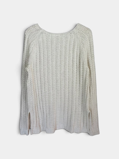 Preloved Gap puuvillaneule, beige-valkoinen, XL Siloa Secondhand – huollettu ja kuntotarkastettu