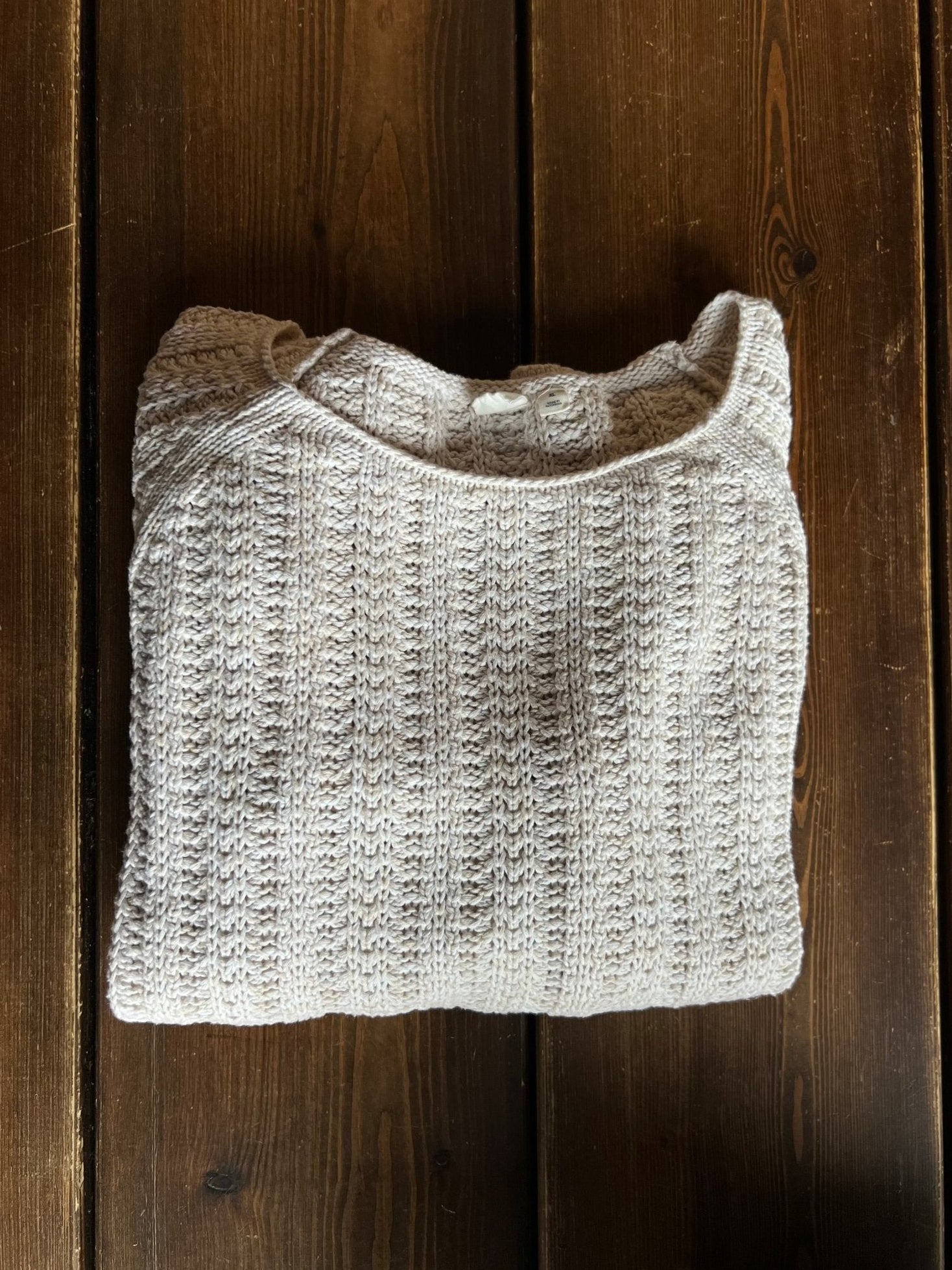 Preloved Gap puuvillaneule, beige-valkoinen, XL Siloa Secondhand – huollettu ja kuntotarkastettu