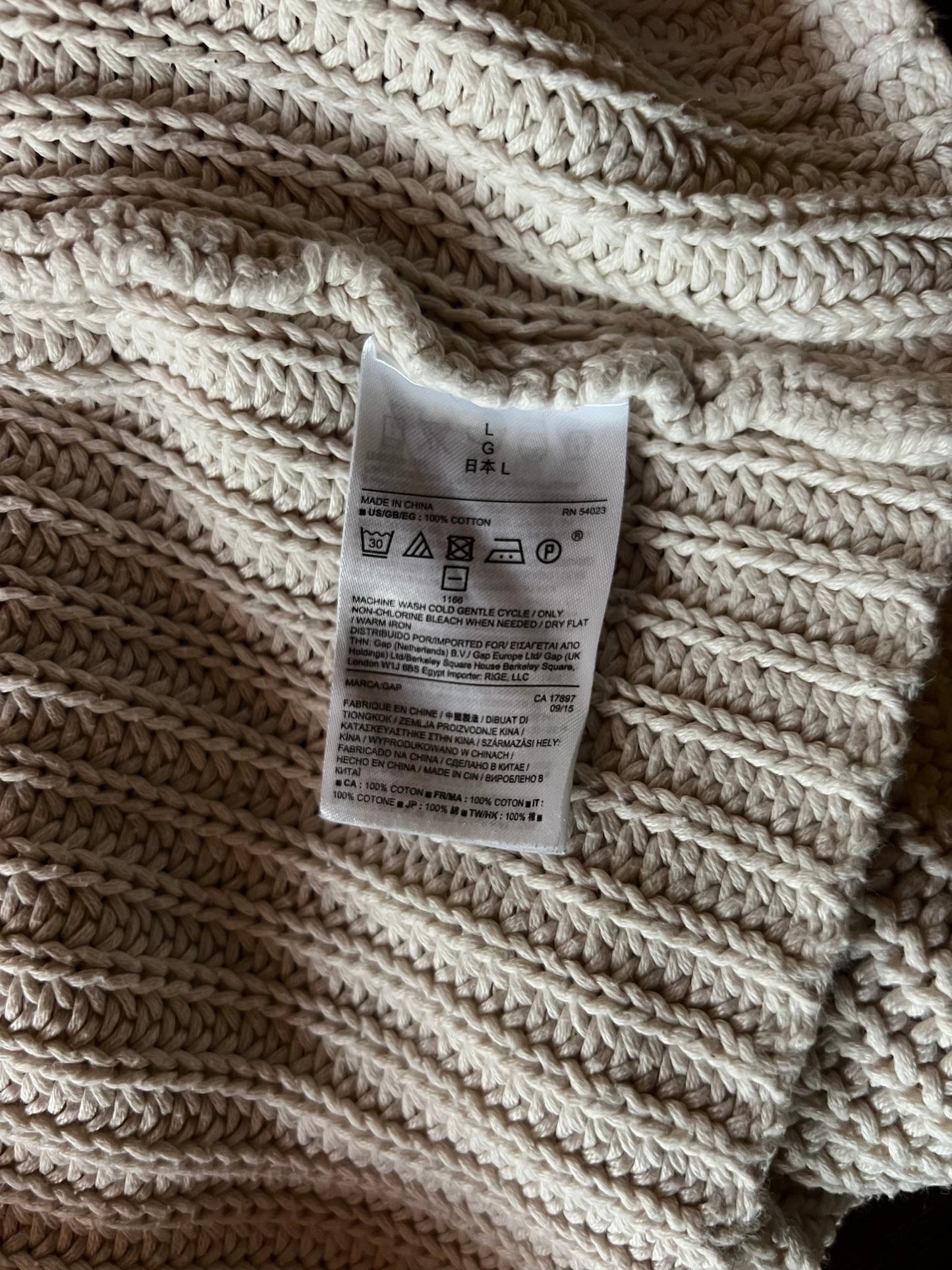 Preloved Gap puuvillaneule, luonnonvalkoinen, L Siloa Secondhand – huollettu ja kuntotarkastettu