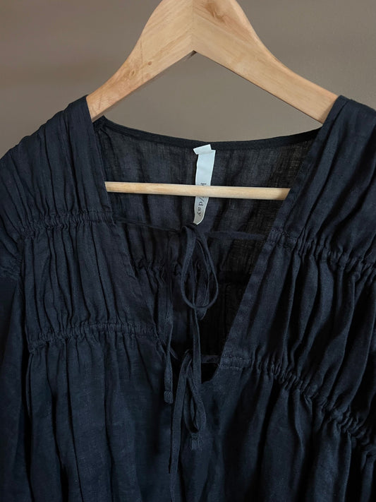 Preloved Kay/Day 100% pellava mekko, musta, koko M Siloa Secondhand – huollettu ja kuntotarkastettu