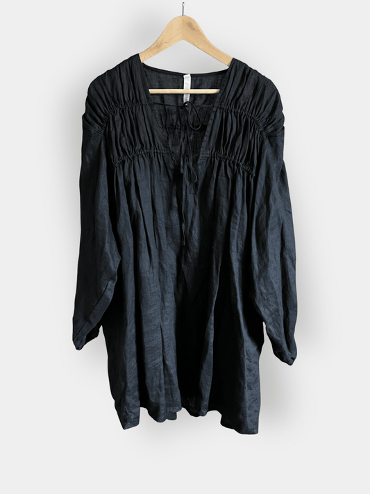 Preloved Kay/Day pellavamekko, musta, koko M Siloa Secondhand – huollettu ja kuntotarkastettu