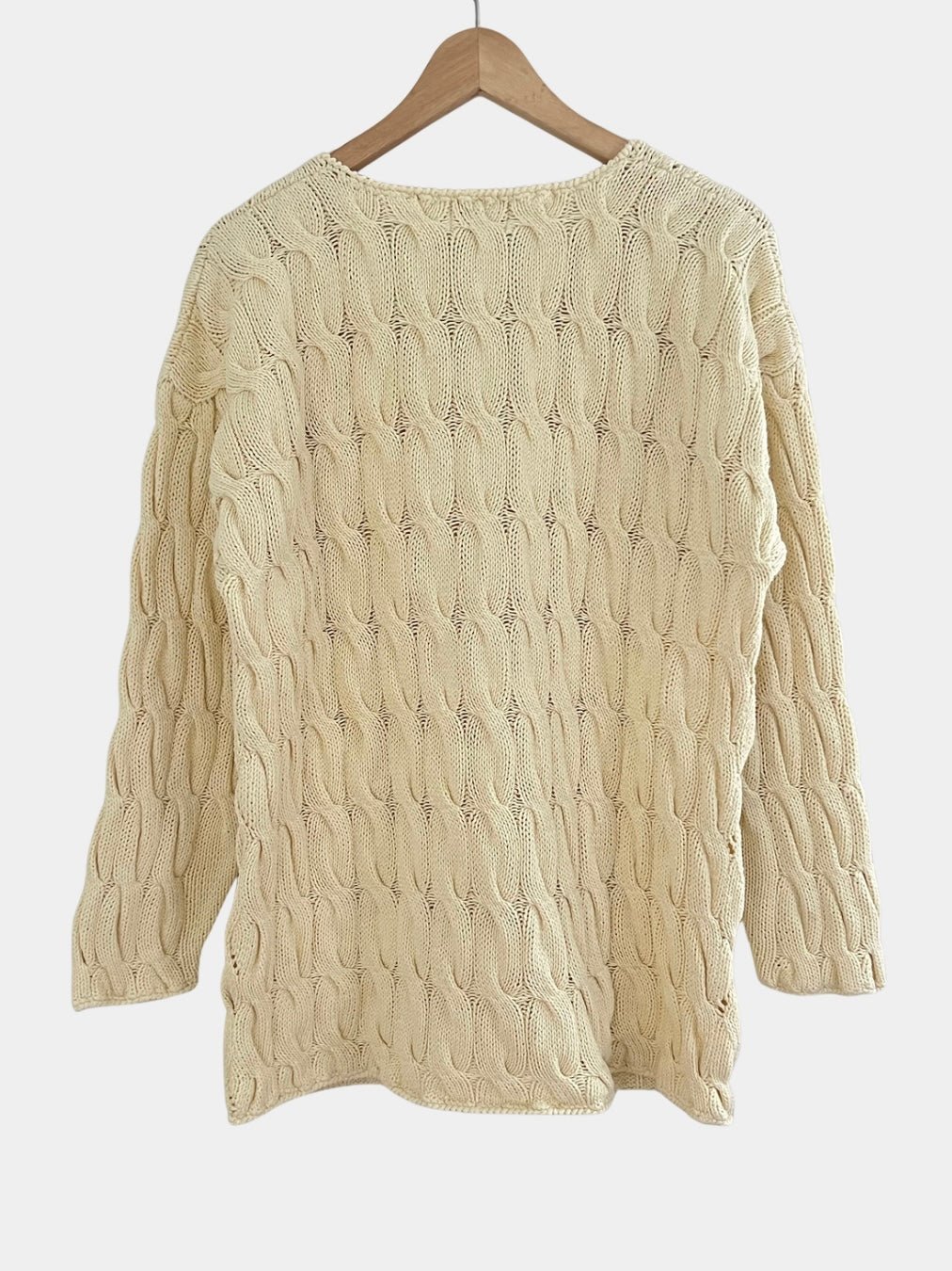 Preloved La Belle puuvillaneule, vaaleankeltainen, L Siloa Secondhand – huollettu ja kuntotarkastettu