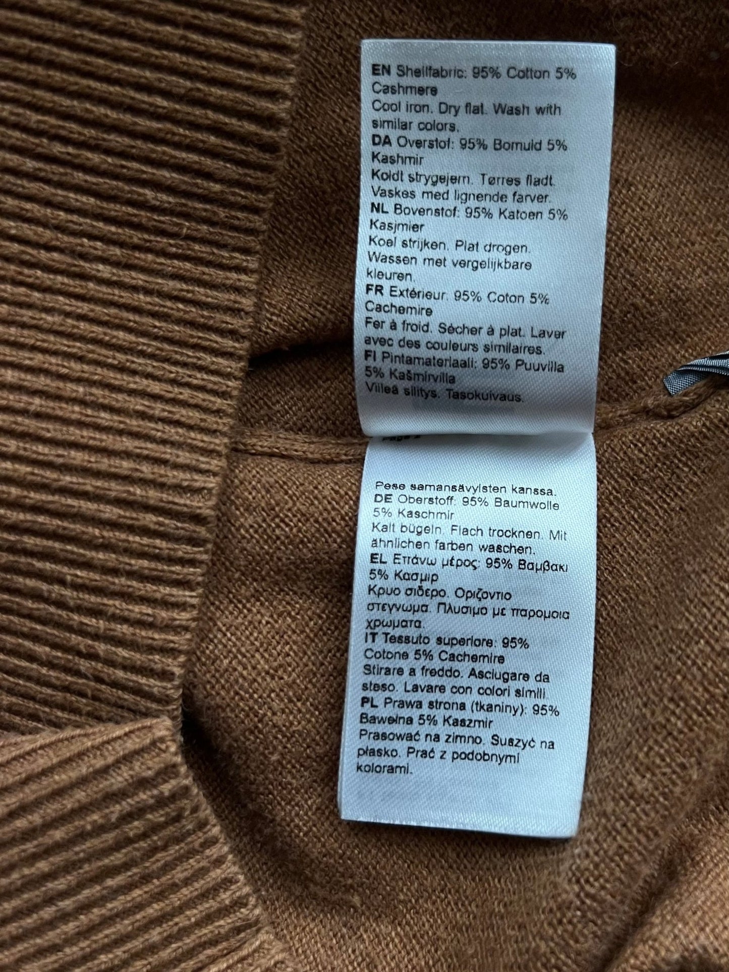 Preloved Lexington puuvilla-kashmir neule, konjakinruskea, M Siloa Secondhand – huollettu ja kuntotarkastettu