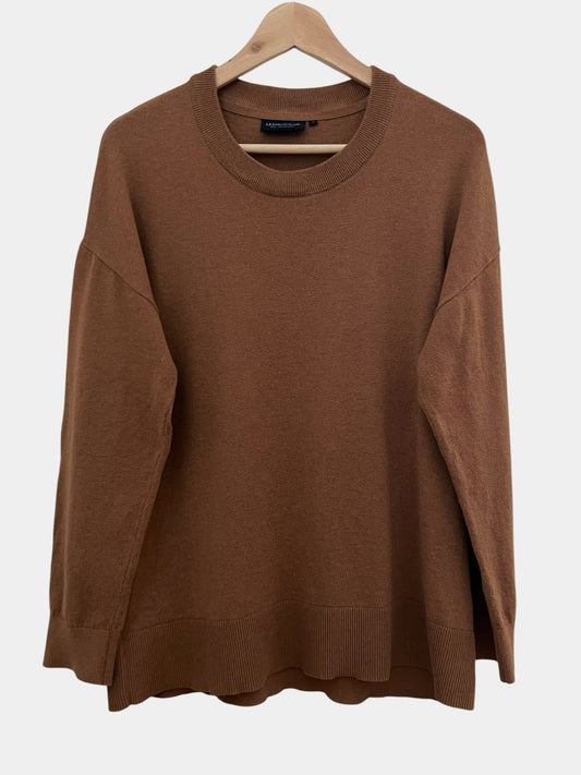 Preloved Lexington puuvilla-kashmir neule, konjakinruskea, M Siloa Secondhand – huollettu ja kuntotarkastettu
