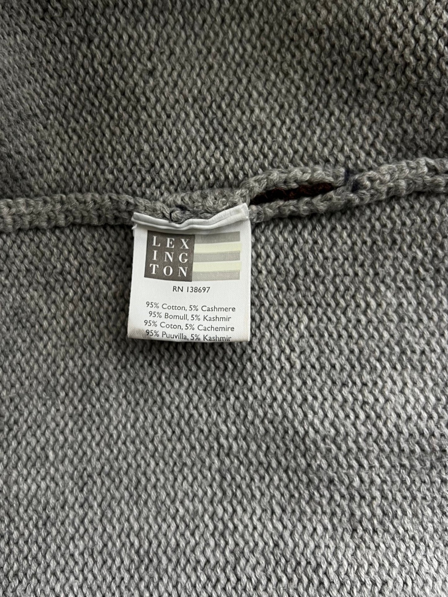 Preloved Lexington puuvilla-kashmir neuletakki, harmaa, S Siloa Secondhand – huollettu ja kuntotarkastettu